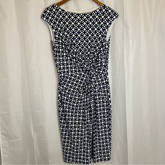 Lauren Ralph Lauren Dresses & Skirts - LAUREN RALPH LAUREN Women’s Navy White Geometric Midi Sheath Dress Size 8